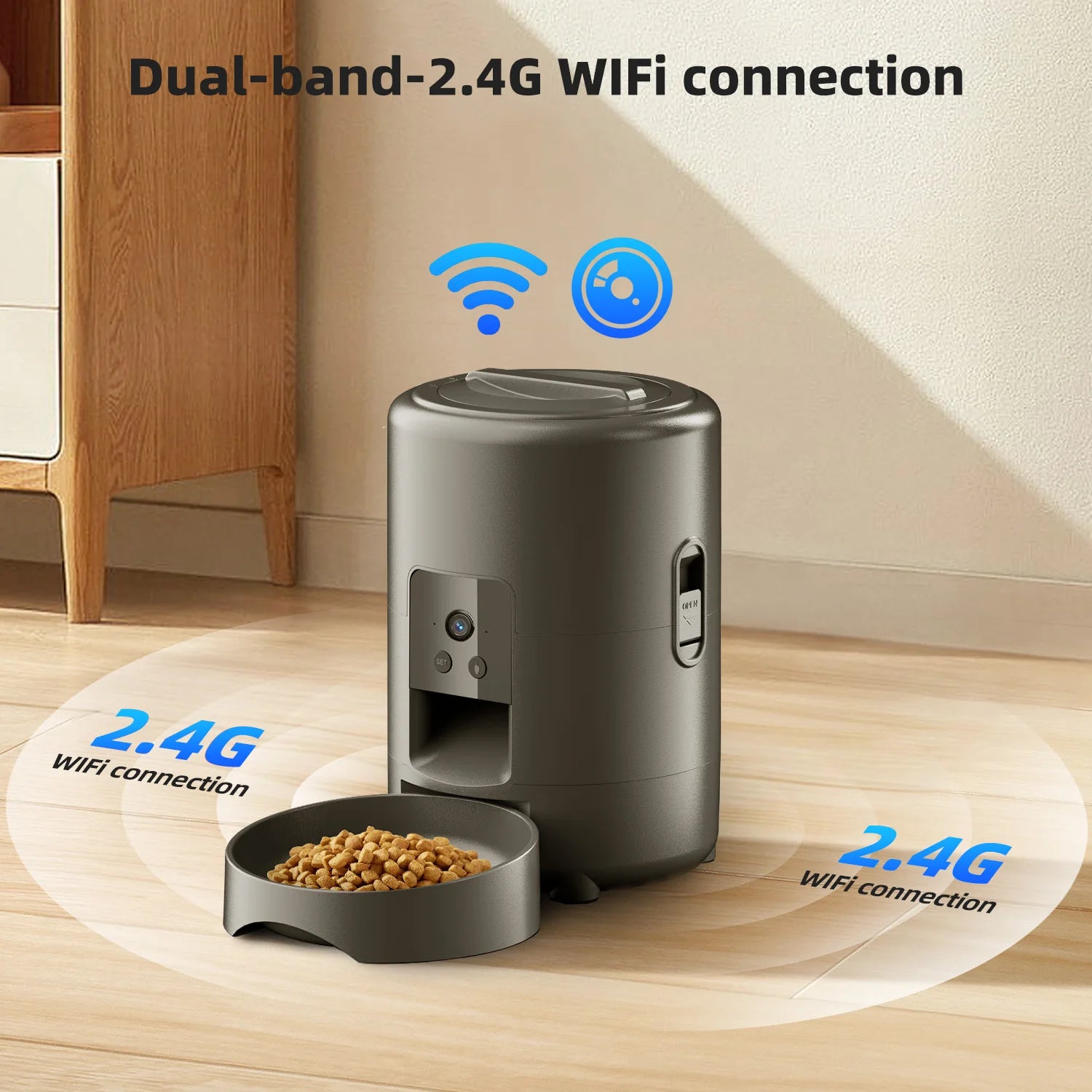 Smart automatisk matare med WiFi-kamera – Timer och videofunktion för katt och hund