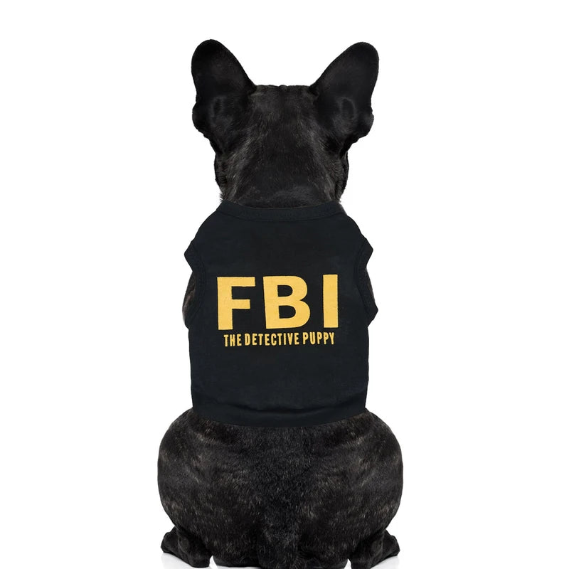 Andningsbar sommarväst för hund – FBI och kamouflagemönster, storlek XS-L