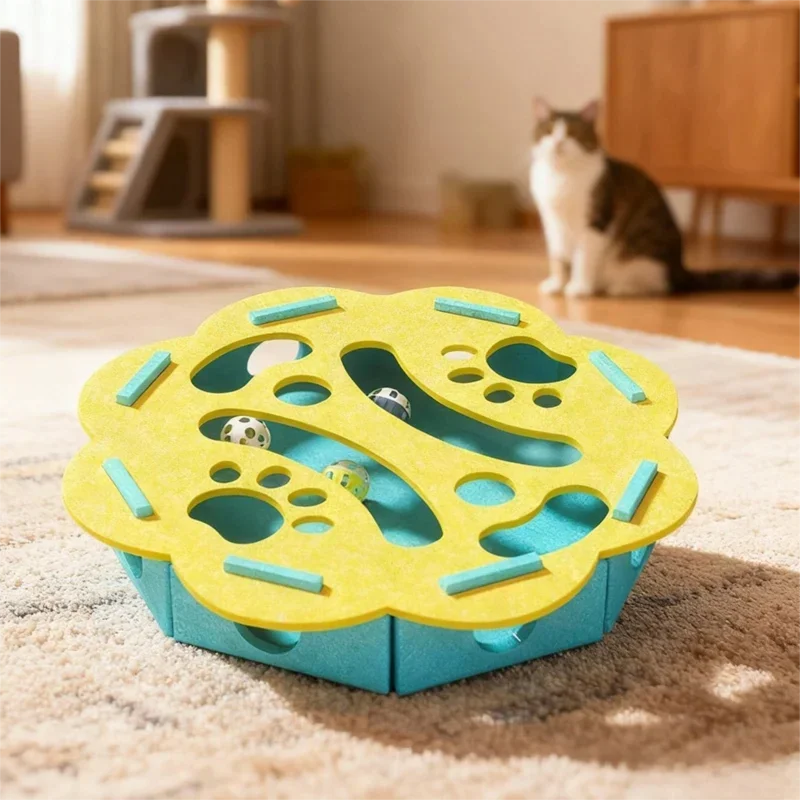 Katt pusselleksak med filtunnel och boll – Interaktiv inomhusleksak