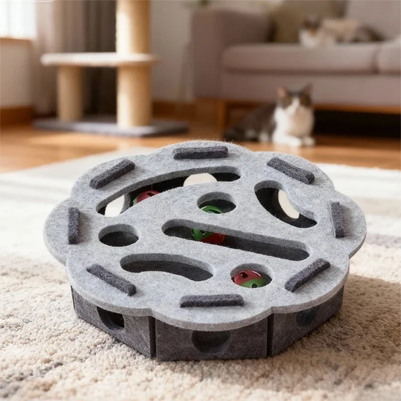 Katt pusselleksak med filtunnel och boll – Interaktiv inomhusleksak