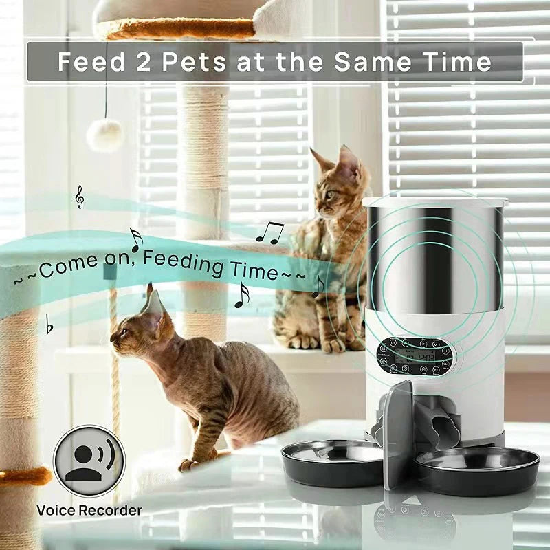Smart automatisk kattmatare med dubbla skålar – Tidsstyrd APP-kontroll för katt och hund