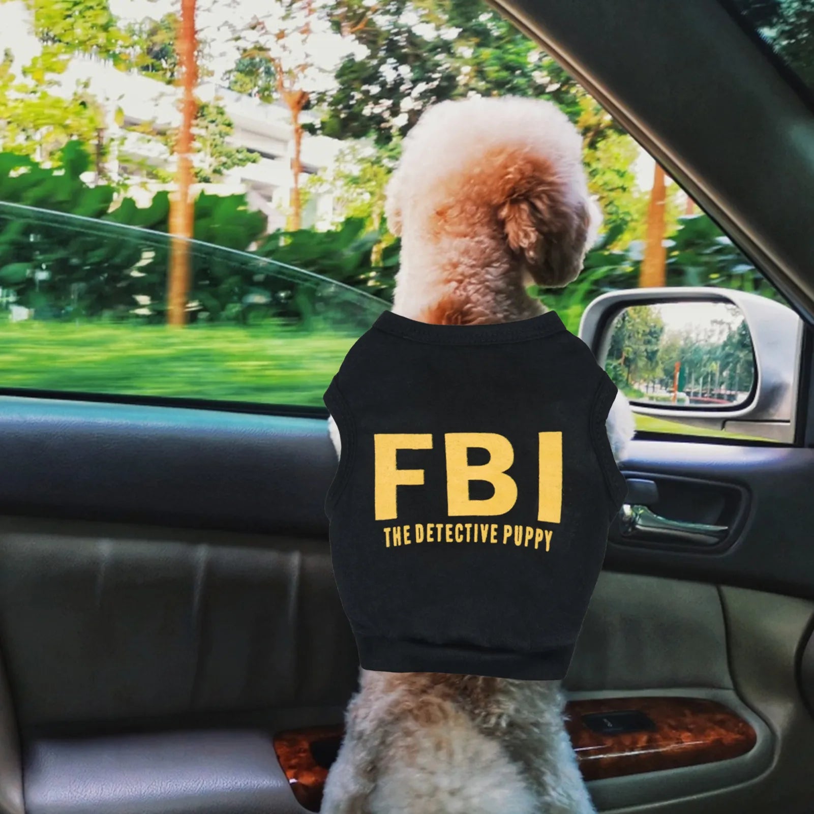 Andningsbar sommarväst för hund – FBI och kamouflagemönster, storlek XS-L