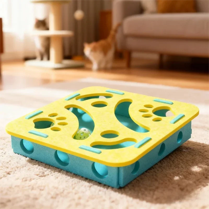 Katt pusselleksak med filtunnel och boll – Interaktiv inomhusleksak