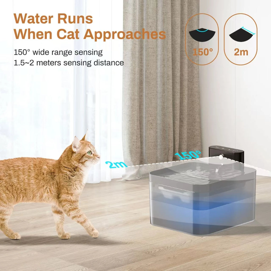 Trådlös kattvattenspringbrunn 2,2L – Automatisk med rörelsesensor
