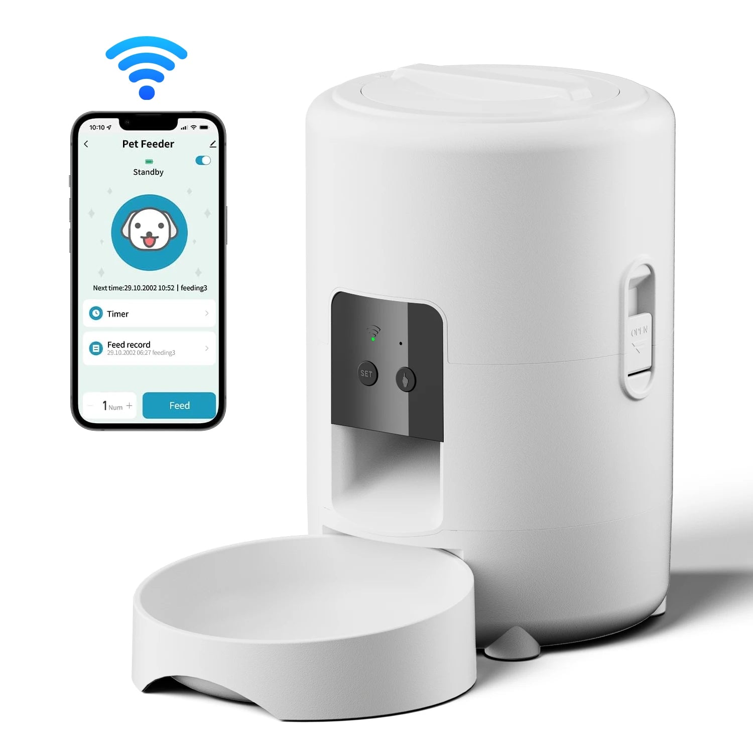 Smart automatisk matare med WiFi-kamera – Timer och videofunktion för katt och hund