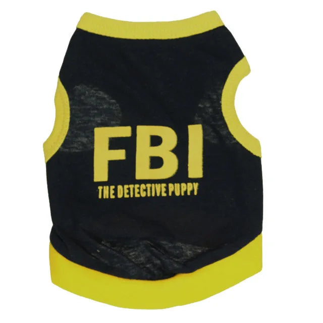 Andningsbar sommarväst för hund – FBI och kamouflagemönster, storlek XS-L