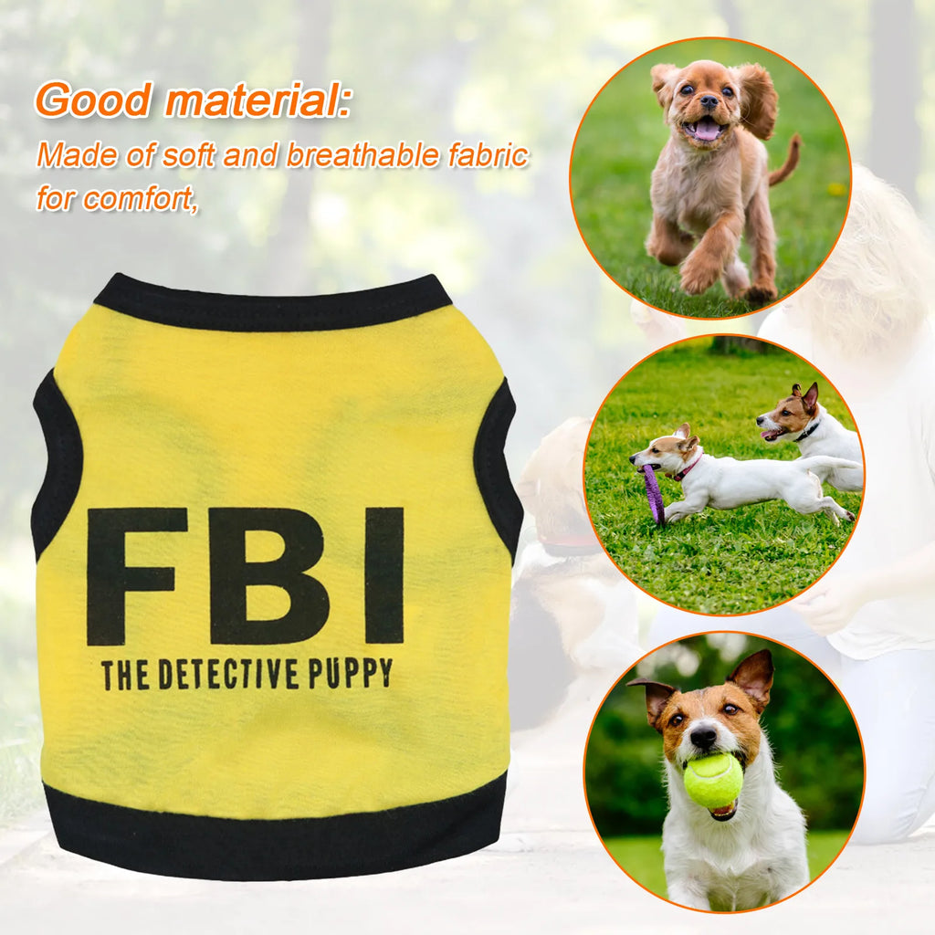 Andningsbar sommarväst för hund – FBI och kamouflagemönster, storlek XS-L