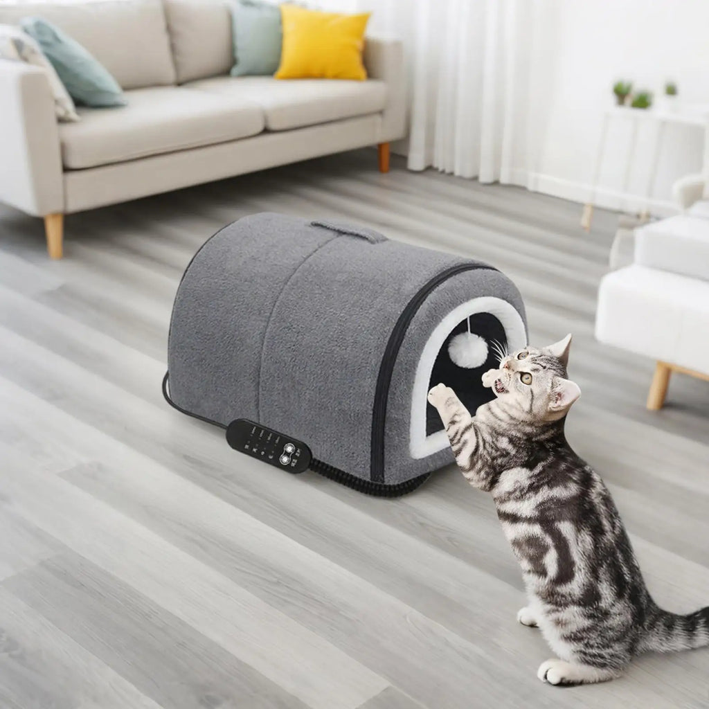 Uppvärmd katthus med temperaturreglering – Varm inomhusbädd för katt och valp