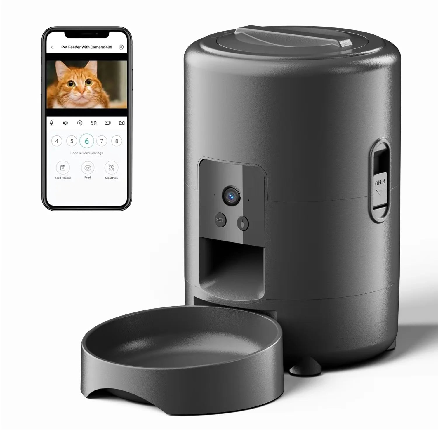 Smart automatisk matare med WiFi-kamera – Timer och videofunktion för katt och hund