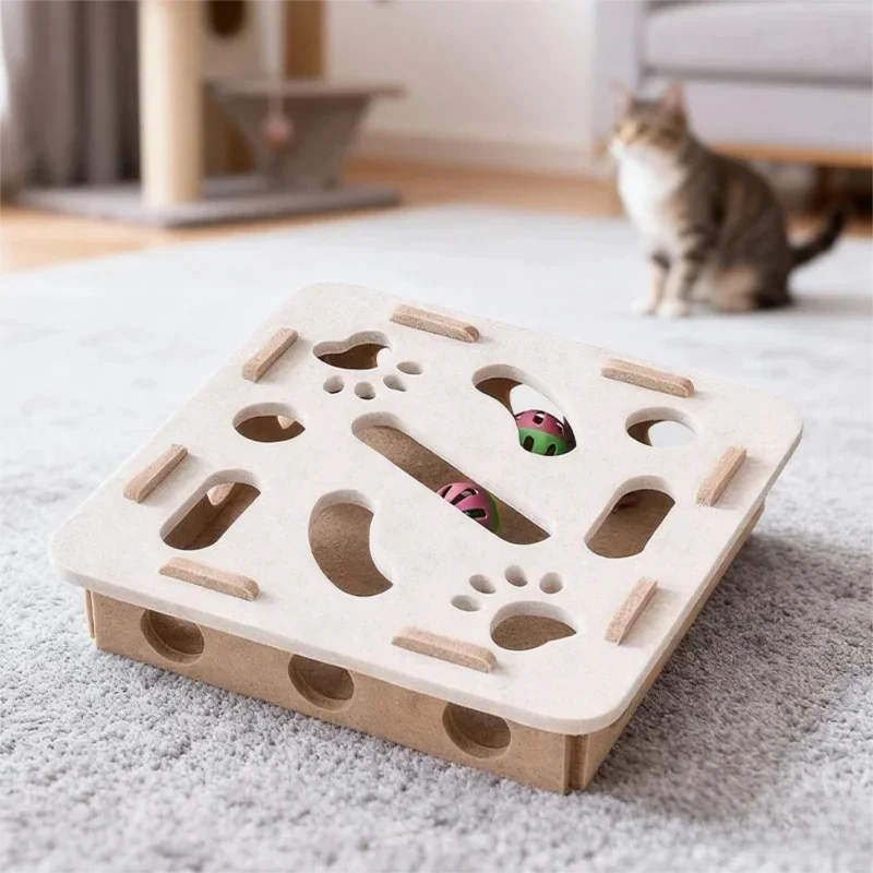 Katt pusselleksak med filtunnel och boll – Interaktiv inomhusleksak