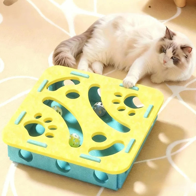 Katt pusselleksak med filtunnel och boll – Interaktiv inomhusleksak