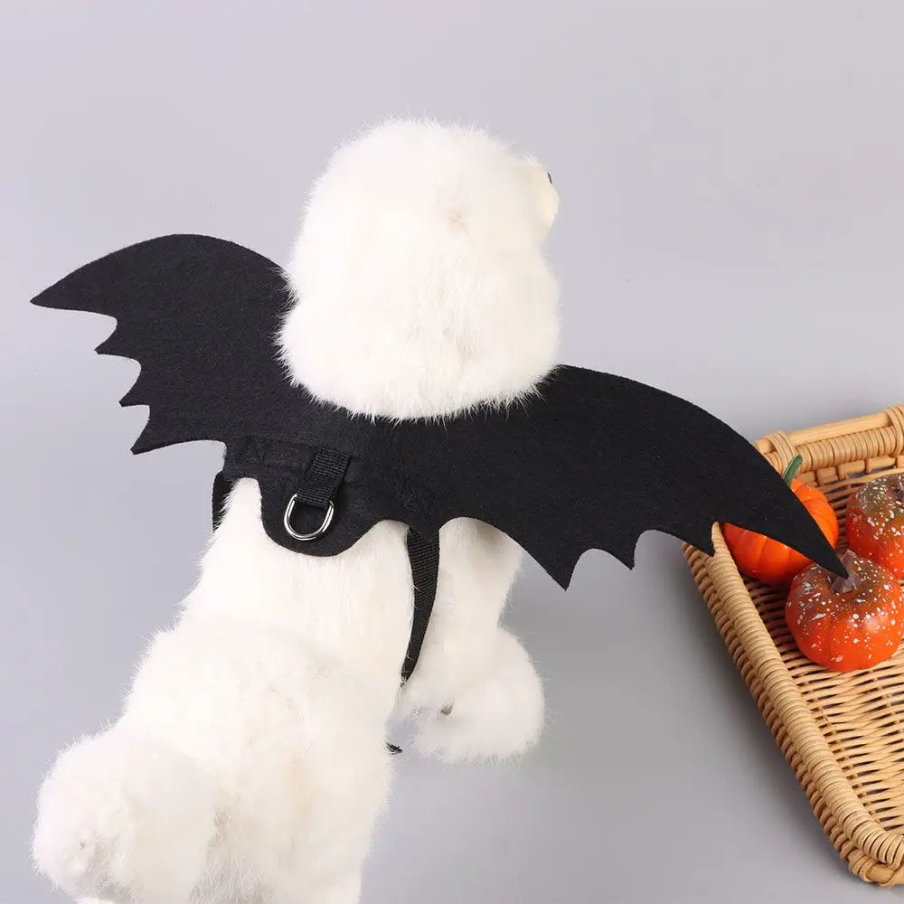 Halloween fladdermusvingar för hund och katt – Rolig cosplay-kostym med koppelhål