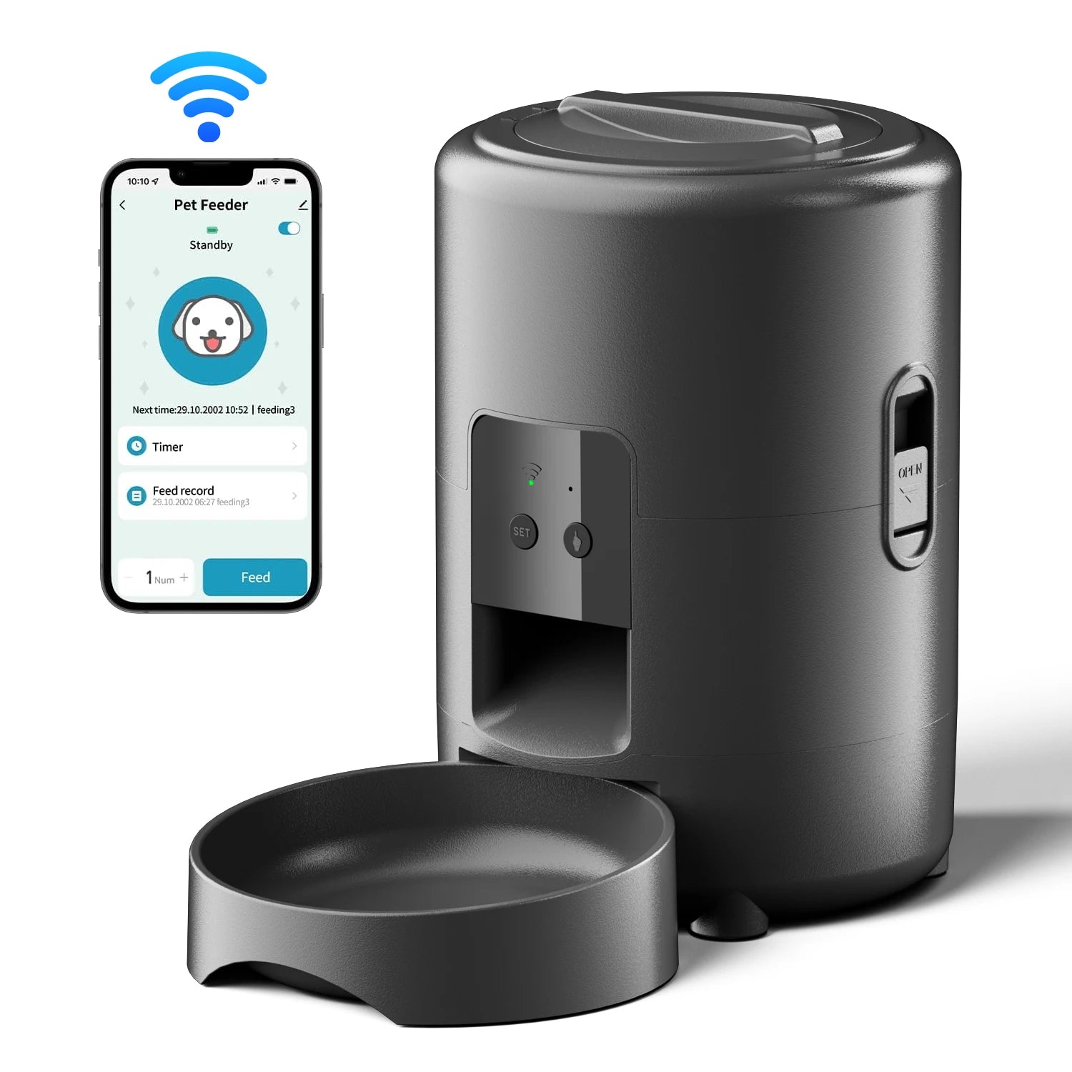 Smart automatisk matare med WiFi-kamera – Timer och videofunktion för katt och hund