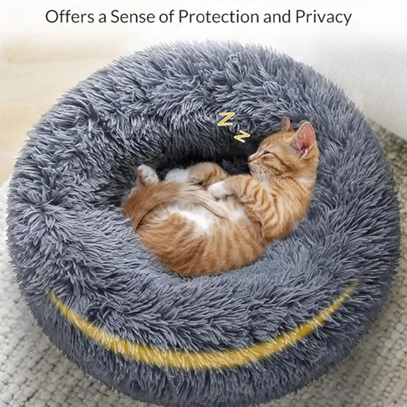 Rund lyxbädd för hund och katt